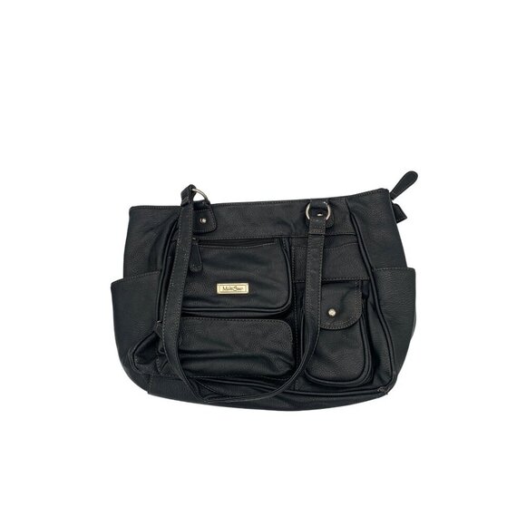 MultiSac Black Faux Leather Multi-Pocket Shoulder Bag With Adjustable Straps - Picture 6 of 13